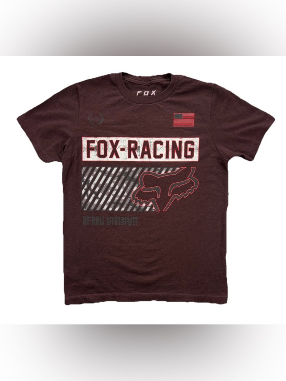 Fox Racing T Shirt Youth Small Burgundy Y2K Motocross AOP Monster Skater